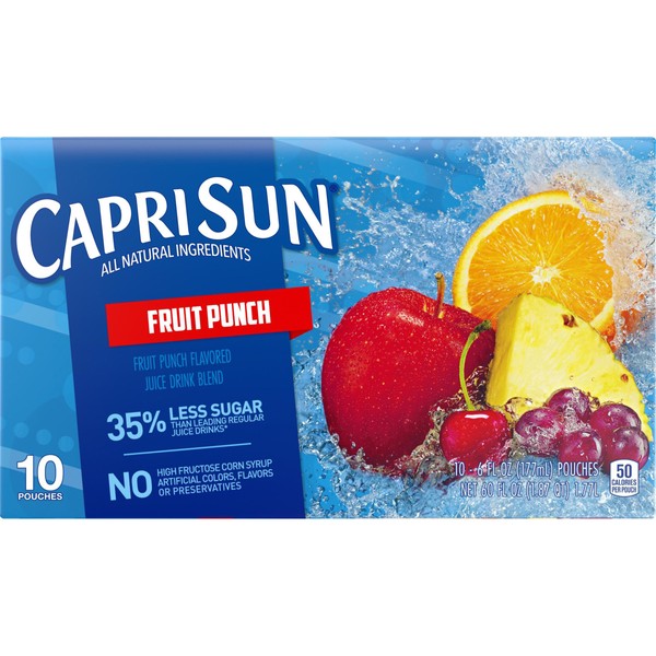 Capri Sun Juice Drink, Fruit Punch, 10-Count, 6-Ounce Pouches (Pack of 4)