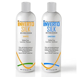 INVERTO SILK with ROUCOU OIL Luxurious Sulfate Free Shampoo and Conditioner Two Bottles Value Set 2 x 360ml Protect Hair Color Eliminate Frizz by INVE