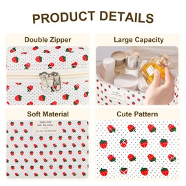 GISMTR Makeup Bag, Floral Quilted Cosmetic Bag, Large Travel Aesthetic Make up Bag, Cute Coquette Toiletry Bag for Women Girls