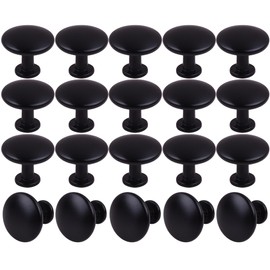 HUGOLEM Pack of 20 Round Mushroom Shape Drawer Pulls Varnish Black Furniture Cupboard Aluminium Alloy Dresser Knobs Door Window Pull Handles Cabinet Hardware for Closet Wardrobe Pulls with Screws
