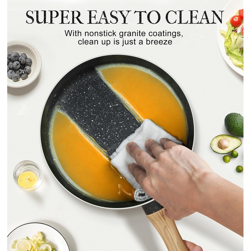 MICHELANGELO Saucepan Set, Nonstick Sauce Pans with Granite Coatings, Stone