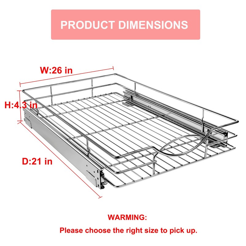 Sikarou Pull Out Cabinet Organizer 26" W x 21" D,