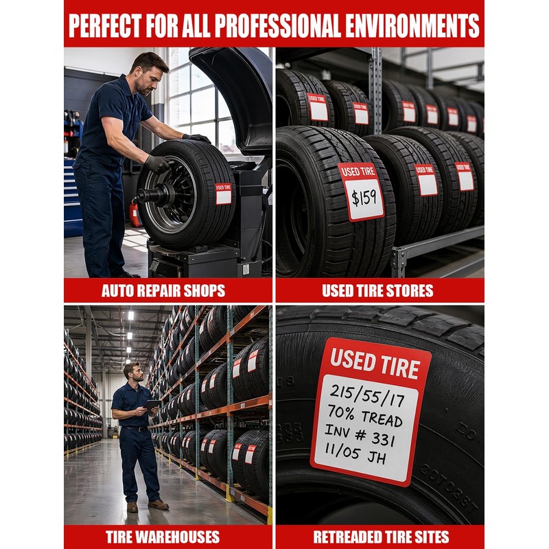 500Pcs Waterproof AdhesiveUsed Tire Stickers Labels