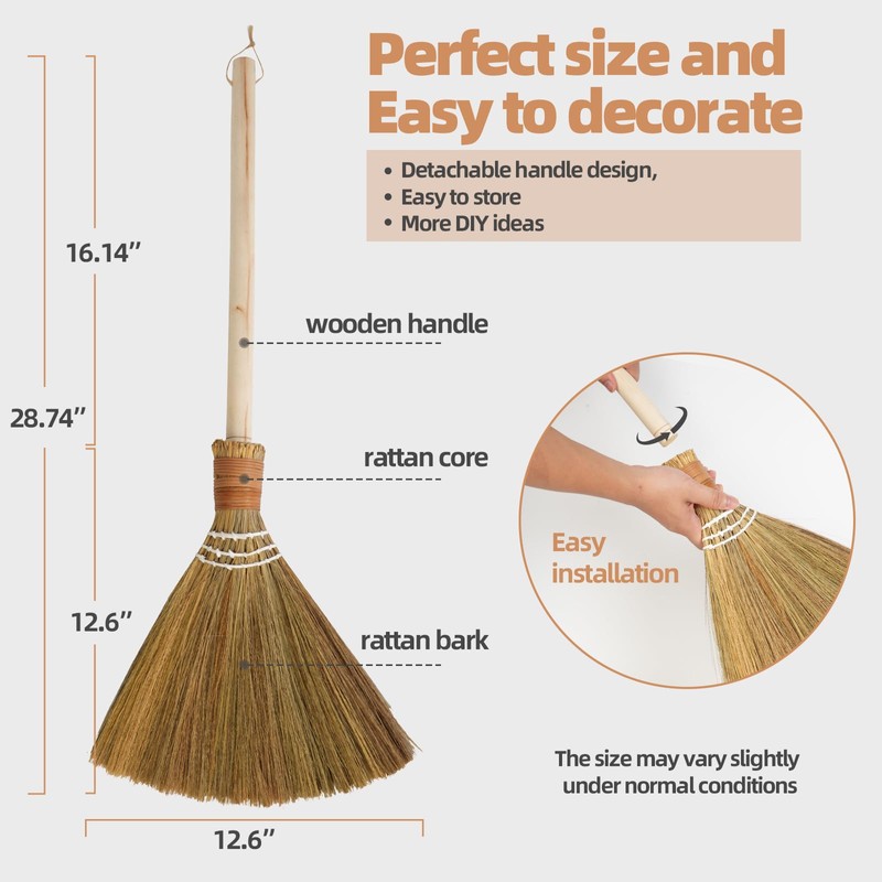 SISIMER Wedding Broom for Jumping Ceremony, African American Decorative Broomstick