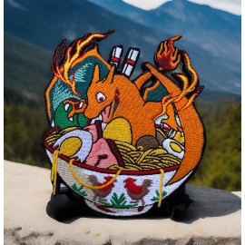 Unbranded Charizard Pokémon Ramen Bowl Embroidered Hook/Loop Morale Patch