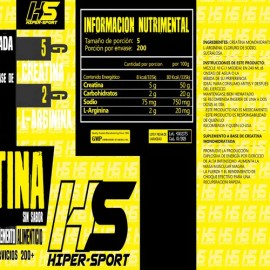 Creatina Monohidratada HS Supplements 1 Kg Polvo Sabor Natural Moras                                                                                  