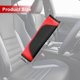 2PCS Car Seat Belt Cover pad, Carbon Fiber Safety Seatbelt Shoulder Strap Covers, Breathable Leather Soft Harness Pad Protect Your Neck and Shoulder (2, Black/Red)