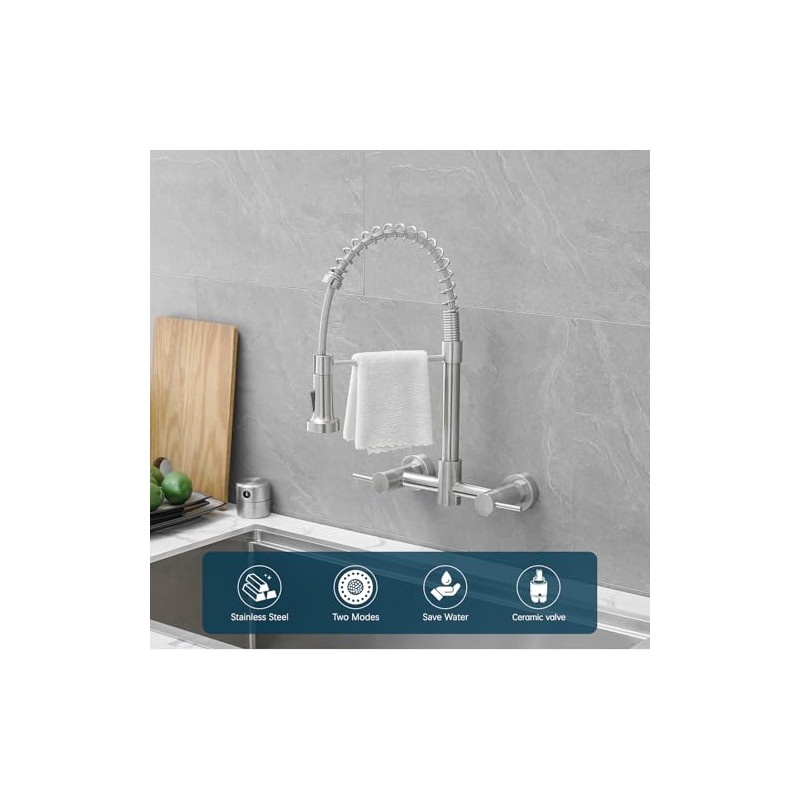 AIMADI Wall Mount Kitchen Faucets, 8-Inch Center | Wall Mount