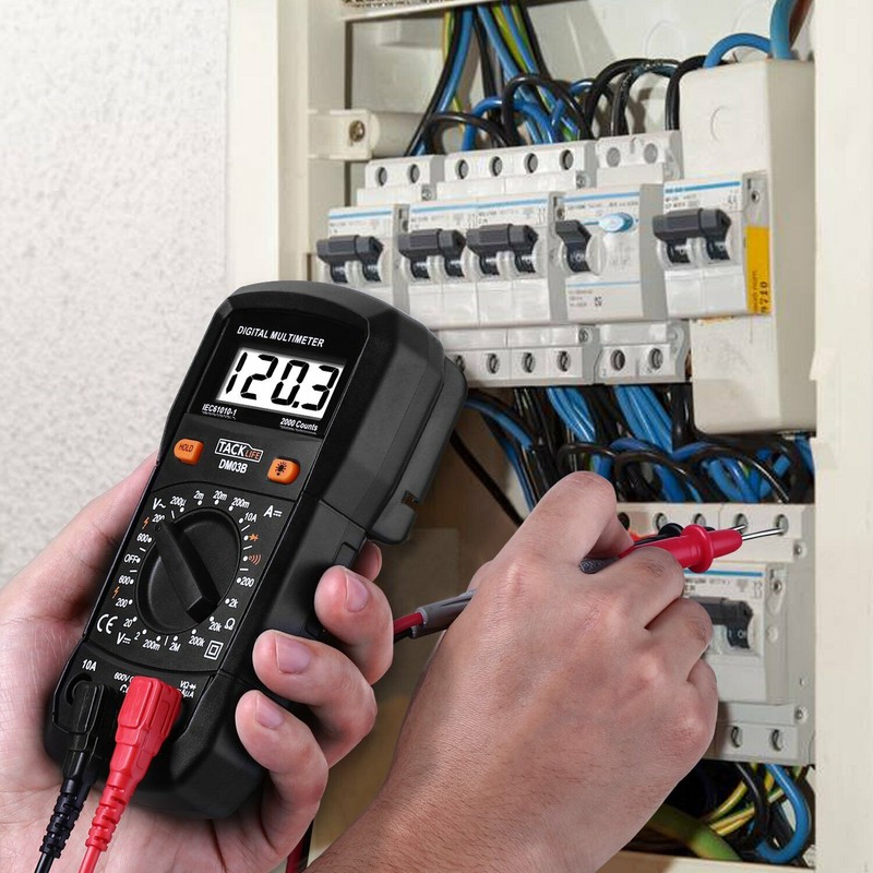 TACKLIFE Multimeter, DM03B Electrical Tester 2000 Counts Manual-Ranging Amp Volt