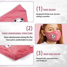 Zzteck Kids Face Mask Mouth Cover Breathing Valve and 5 Layers Filter Reusable Pink-V
