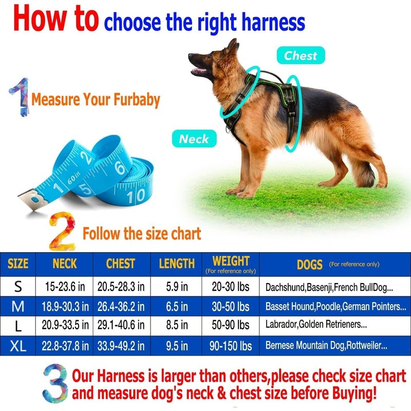 Light Up Dog Harness No Pull LED Harness, Escape Proof