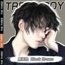 Hawkko Men's Short Wig, Full Wig, Curly Wig, Men's Wig, Black, Black Hair, Wig, Wavy, Curly Hair, Harajuku, Short Hair, Handsome, Men's Natural, Small Face, Heat Resistant, Popular, Fashion, Imechan,