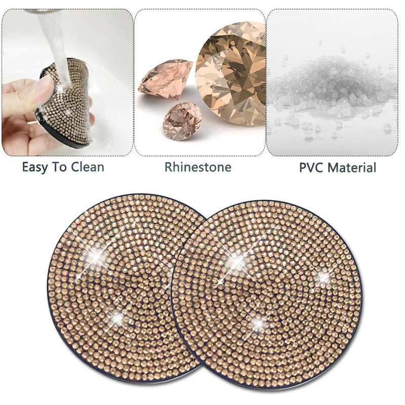Bling Car Cup Holder Coasters, 2Pack Rhinstone Crystal Car Coaster