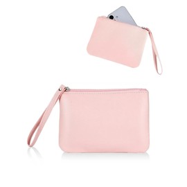 Small Makeup Bag for Purse Mini Cosmetic Pouch Zipper Little Wristlet, Tiny Make Up Organizer Lipstick Feminine Product Car Change Coin Holder for Women Handbags, 8 x 5 Clutch Phone Wallet,1 Pink