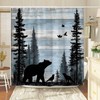 BCNEW Rustic Cabin Bear Forest Shower Curtain Polyester 70×70 Inch