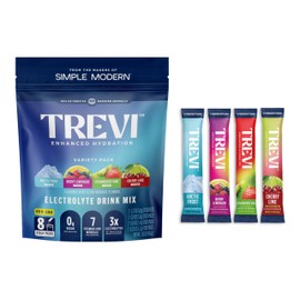 TREVI™ Sugar Free Electrolytes - Drink Mix Hydration Powder Packets - 8 Count - Favorites Variety Sample Pack - Cherry Lime, Strawberry Kiwi, Berry Lemonade, Arctic Frost
