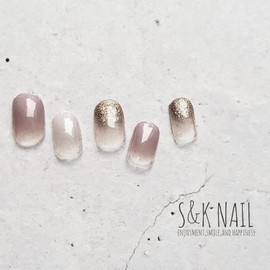 S&K NAIL Pink Beige & Gray Beige Nail Seal, Hardening Type, No Hardening, Clear, Just Stick, Hand, Autumn, Winter, Wedding, Bridal, Wedding, Halloween, 8 Sizes, 20 Pieces, Made in Japan