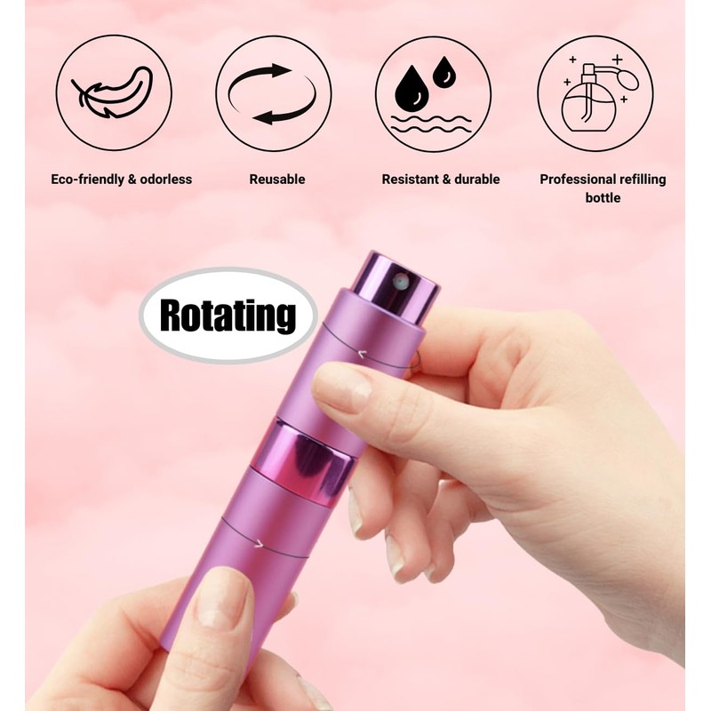 Rotating Empty Perfume Spray Bottle (BlackGoldBlue)