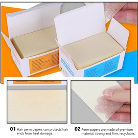 2 Cajas Papel Desechable para Permanente Ultrafino de Peluquería, 2 Papel para Peinar el Cabello, Uso en Casa y Salón Profesional, Papel Color Aleatorio