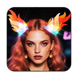 GORTIN Fire Hair Clip Light up Flame Headpiece Red Cosplay Costume Hair Accessories for Women (Colorful light, Free size)
