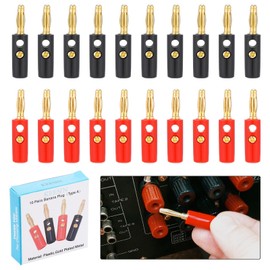 KEESIN 10 Pairs Banana Plug Gold Plated 4mm Audio Speaker Wire Cable Connector (Type A)