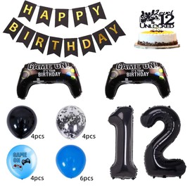 ZWWsullo Game Controller Balloons Party Decoration Birthday Boy 12 Years Video Game Birthday Decoration 12 Years Gaming Party Birthday Decoration 12 Years 12 Birthday Boy