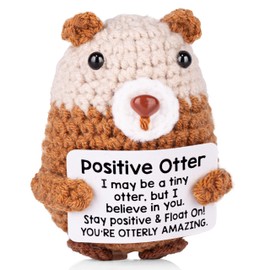AWARDSEN Positive Otter Emotional Support Gifts Positive Crochet Animals with Motivational Card Cute Stuff Funny Good Luck Gifts for Women Men Family Friend Teacher