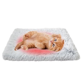 Deblue Self Warming Cat Mat, Super Soft Plush Dog Crate Pad for Travel or Home, Washable Anti-Slip Kennel Mat for Small Dogs and Cats, 24" × 18.1" Grey