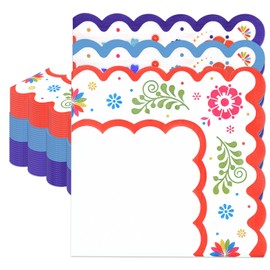 60 Pcs Cinco de Mayo Scalloped Paper Napkins – 13 x 13 Inch Colorful Floral Fiesta Disposable Napkins for Mexican Party, Taco Night, Cinco de Mayo Celebration, and Table Decorations