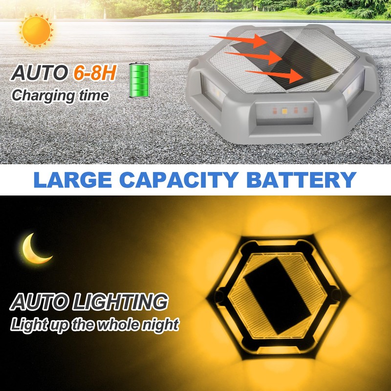 CREPOW Solar Dock Lights Driveway Deck Lights - 8 Packs