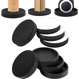Φ 89 mm Round Furniture Pads - 4Pcs Felt Furniture Sliders for Hardwood Floors & 4Pcs Furniture Coasters Caster Cups for Furniture Legs Floor Protector, 3 1/2" Bed Stoppers Anti-Slip Rubber Grip Pad