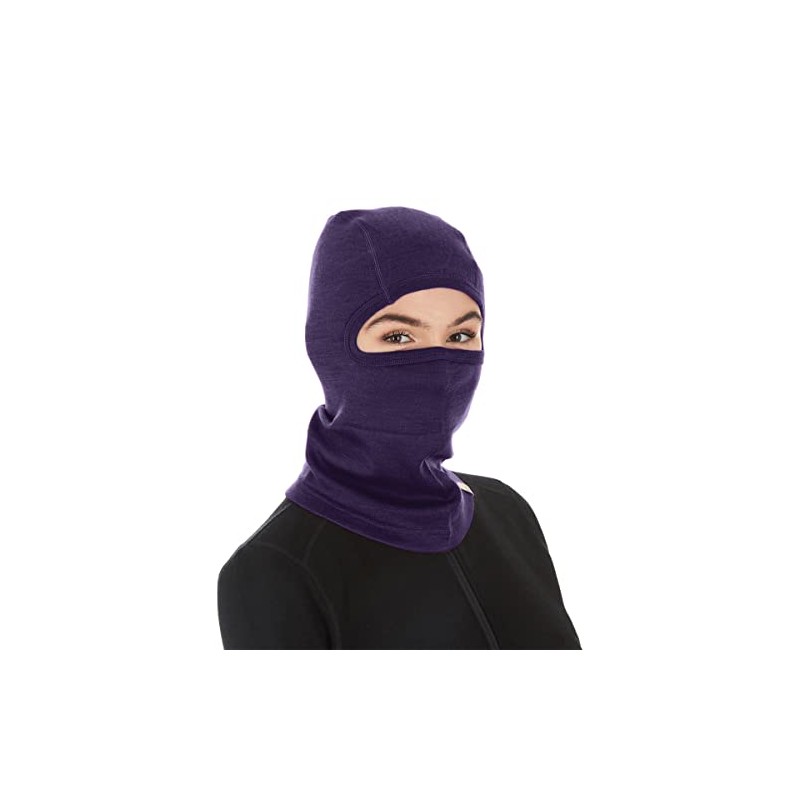 100% Merino Wool Balaclava Dark Purple One Size