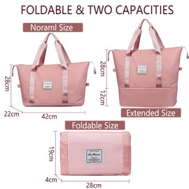 flintronic Large Travel Bag, Foldable Sports Bag, Overnight Weekend Hand Luggage for Women, Waterproof Handbag for Sports & Travel