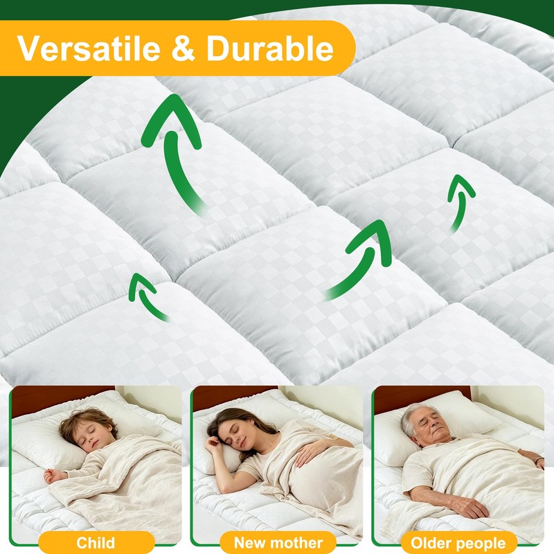 Split King Mattress Pad Cover, Cooling Mattress Topper for Split