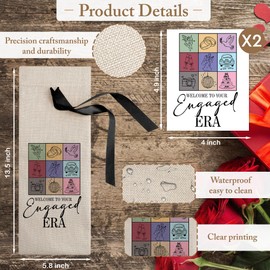 Engagement Gift Wine Bag with 2 Bottle Label Stickers, Welcome to Your Engaged Era Wine Bag, Honeymoon Gifts for Couples Newlyweds, Bridal Shower Wedding Party Decor Favors Supplies- A03