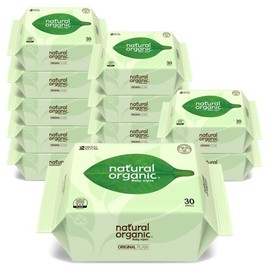 Natural Organic Original Plain Portable Refillable 30 Sheets [12 Packs]