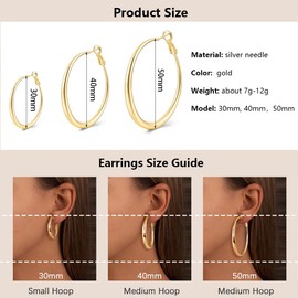 TOEECY Hoop Earrings for Women Hypoallergenic Earrings 14K Gold Hoop Earrings Chunky Cartilage Hoop Earrings Polished Earrings for Birthday Anniversary, Silver needle