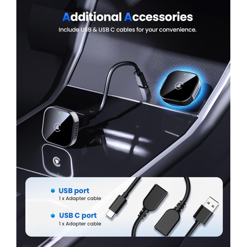 Teeran 2 in 1 Wireless CarPlay and Android Auto Adapter,