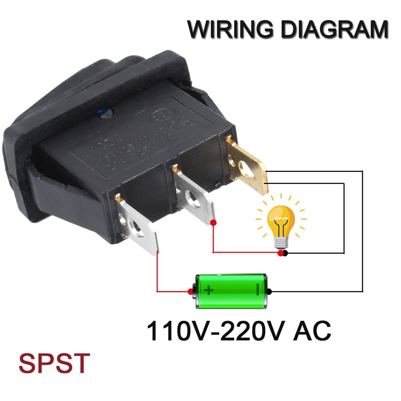 DMWD 3Pcs Waterproof 110V 120V AC Rocker Switch with Red