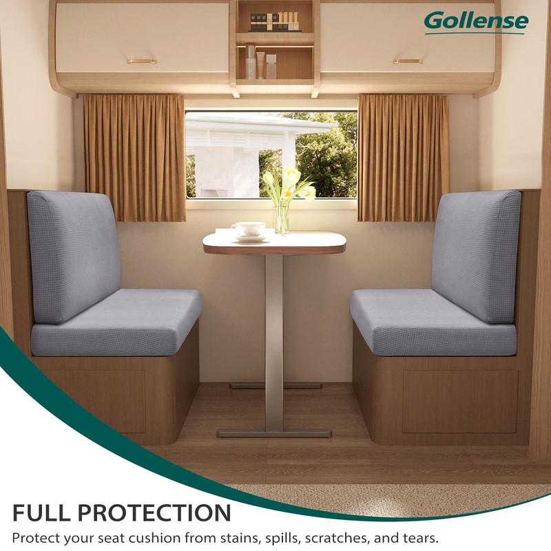 Gollense RV Dinette Cushion Covers Set of 2, Waterproof Stretch
