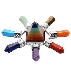 Nupuyai Energy Generator Pyramid 7 Chakra Points Crystal Energy Generator Healing Stone for Reiki Meditation