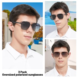 OCCI CHIARI Oversized Polarized Sunglasses for Men Classic Aviator Metal Frame Fishing Driving Premium Sun Glasses UV Protection 3 Pack
