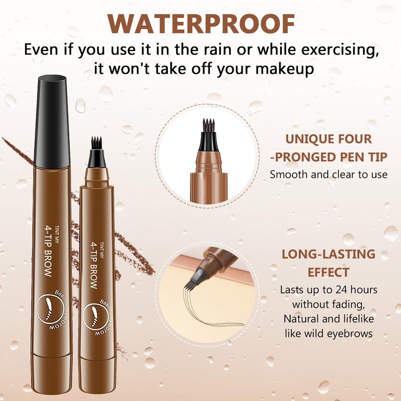 Microblading Eyebrow Pencil,2 PCS Magic Eyebrow Pencil,4-Tip Waterproof Brow Pencil