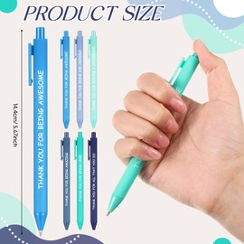 Sayglossy 60 Pcs Inspirational Pens Bulk Employee Appreciation Gifts Motivational Retractable Ballpoint Pens with Sayings for Teacher Employee Volunteer Nurse Baby Shower(Blue,Thank You)