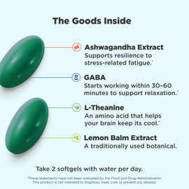 OLLY Ultra Strength Goodbye Stress Softgels, GABA, Ashwagandha, L-Theanine and Lemon Balm, Stress Relief Supplement - 60 Count