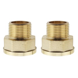 RLECS 2PCS 1Inchx1.25Inch Lengthened Extension Fitting Brass Adapter Golden All Brass Thickened Female Pipe Fitting Suitable for Water and Oil Pipe and Gas Pipe