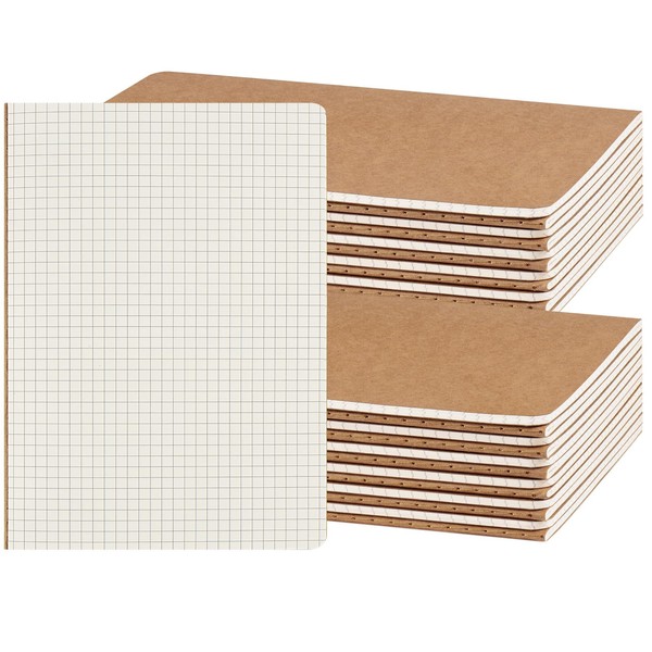 ZCZN 24 Pack A5 Kraft Notebooks Bulk, 8.15x5.5 Inches Graph