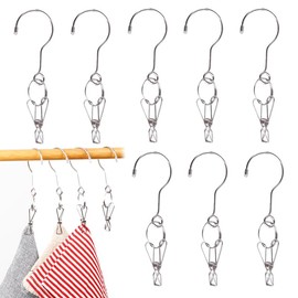 BetterJonny 8 Piece Stainless Steel Hanger, Vertical Hanging, Pinch Hanger, Laundry Dryer, Stainless Steel, For Indoor and Outdoor Use, Anti-Falling, Stainless Steel Hanger, Multi-functional