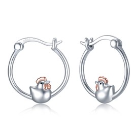 Chicken Earrings 925 Sterling Silver Rooster Hoop Earrings Farm Animal Earrings Jewelry Gifts for Women Girls Daughter