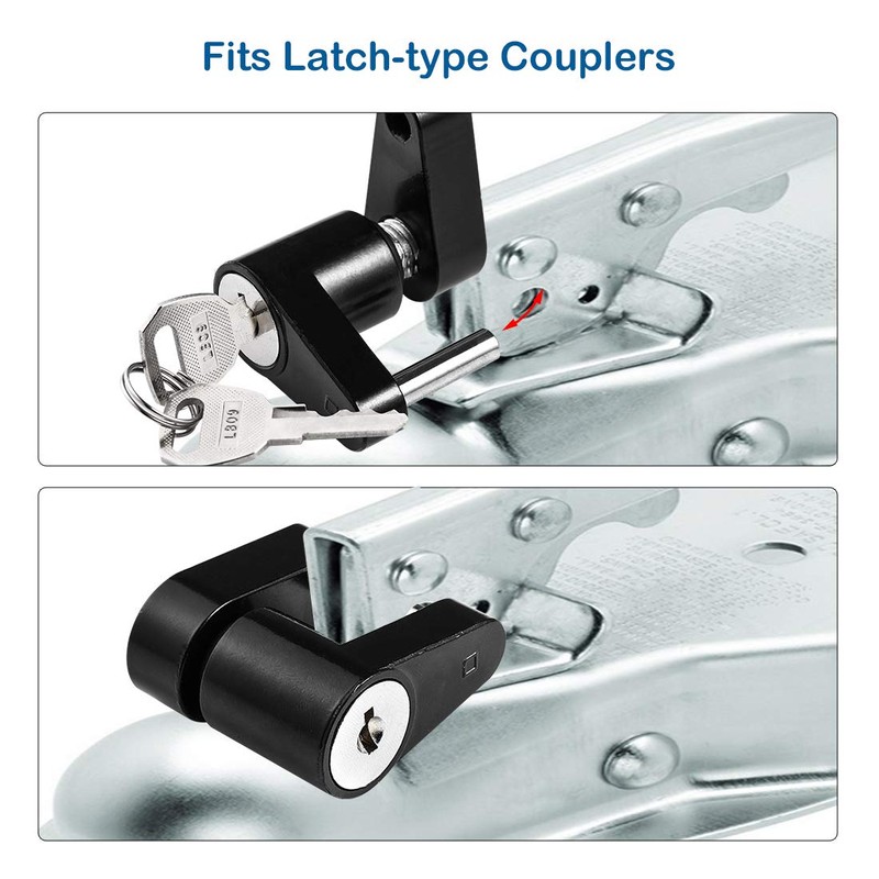 CZC AUTO Black Trailer Hitch Coupler Lock, Dia 1/4 Inch,